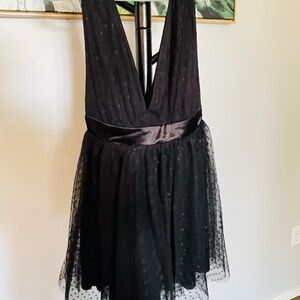Black, Deep V Neck Cocktail Dress Size Medium